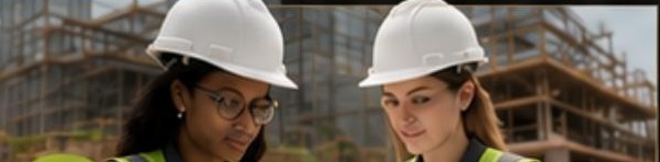 Construction managers reviewing drawings on an active site